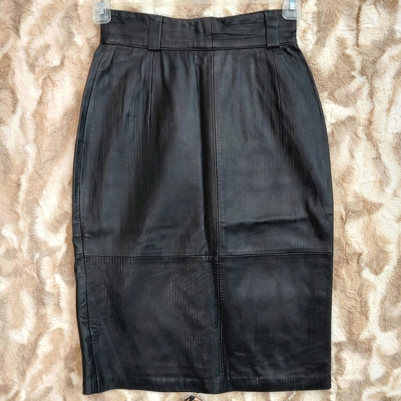 None Dresses & Skirts - Textured Leather Skirt
